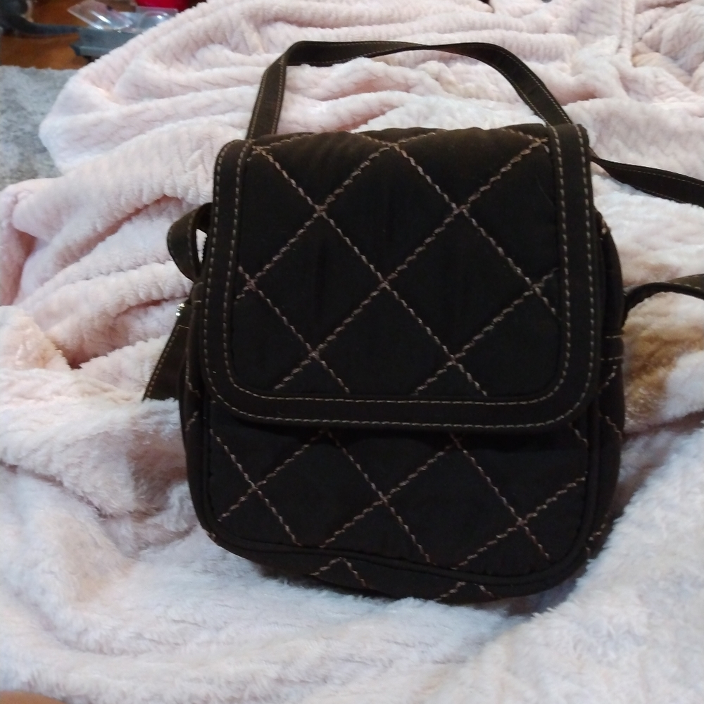 Brown Quilted Vera Bradley Cross Body Bag